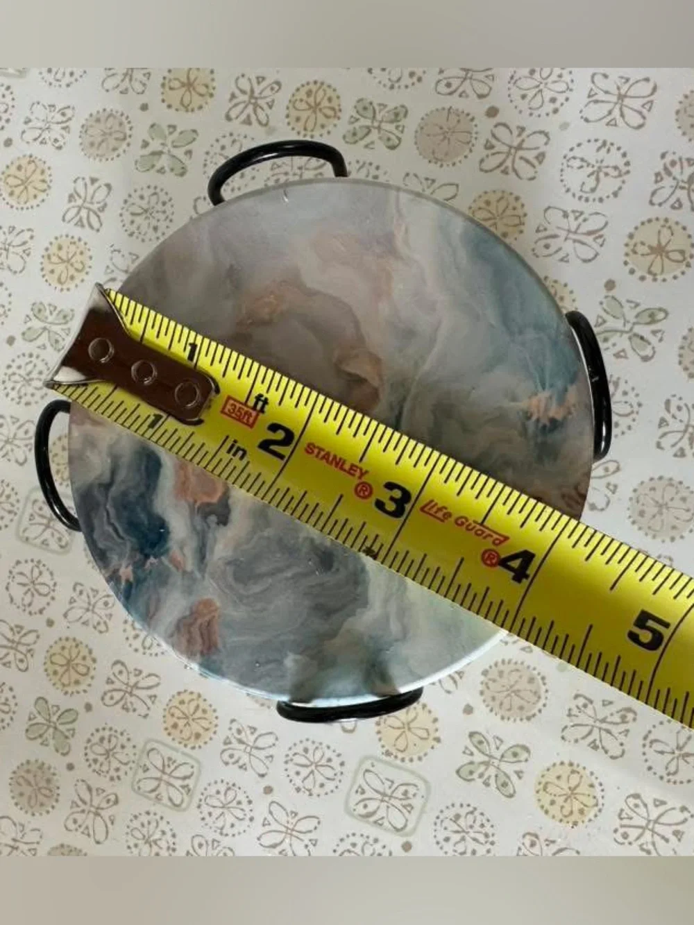 Marbled Round Coaster Set of 6 with Black Holder